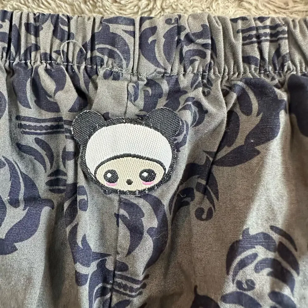 Servane Barrau Gray Blue Damask Ruffle Pants Cotton Girls 6 7